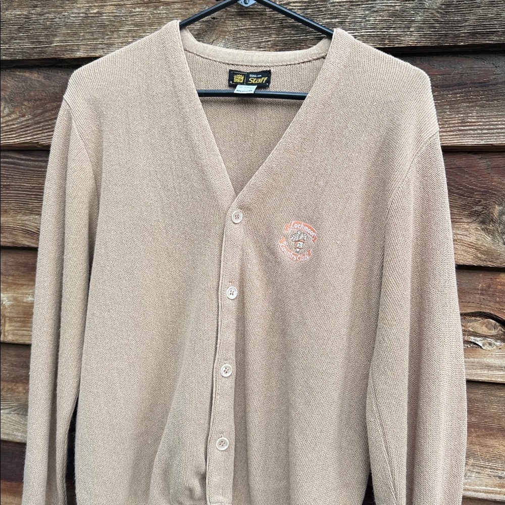 Wilson Staff Tan Sweater LOCHMOOR COUNTRY CLUB knit vintage cardigan